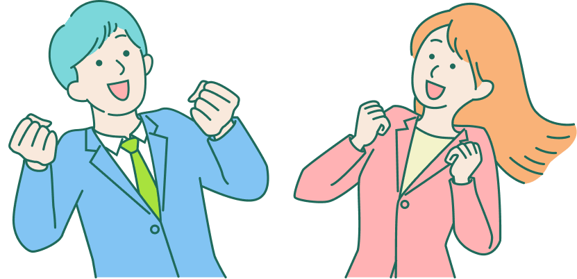 喜んでいる男性と女性