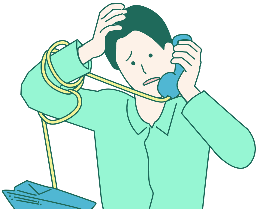 問い合わせ対応に困っている男性