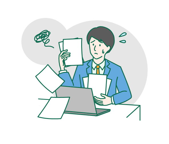 別々の請求書を持ち、不安そうな表情をしている社員